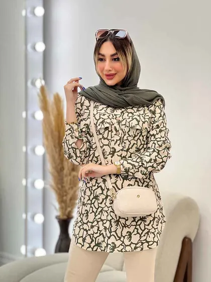 شومیز طرح دار دو جیب