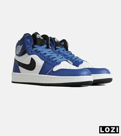 کفش کتانی ساق‌دار مردانه و زنانه مشکی سفید آبی NIKE jordan 1 مدل 7699