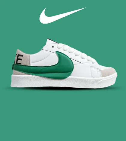 کفش نایک مردانه و زنانه سفید سبز Nike Blazer Low 77 Jumbo مدل 5607