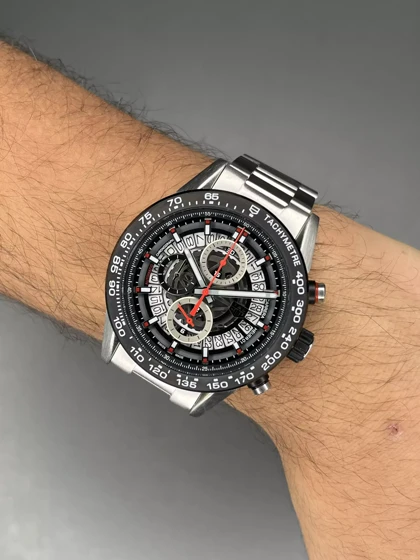 ساعت مچی تگ هویر کورنوگراف بند سیلور صفحه اسکلتون Tag Heuer