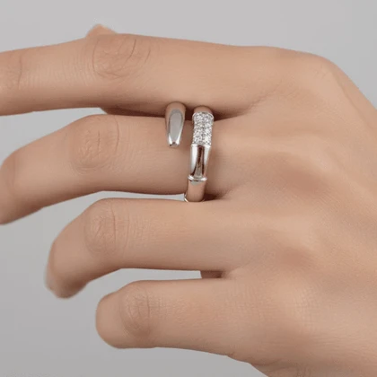 انگشتر دخترانه مدل دولاین نگینی