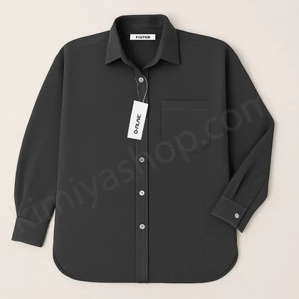 شومیز زنانه کتان خاکستری – فری‌سایز با رنگ ثابت و پارچه شسته شده