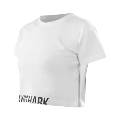 کراپ آستین کوتاه ورزشی زنانه جیم شارک مدل PB-4L1188 سفید