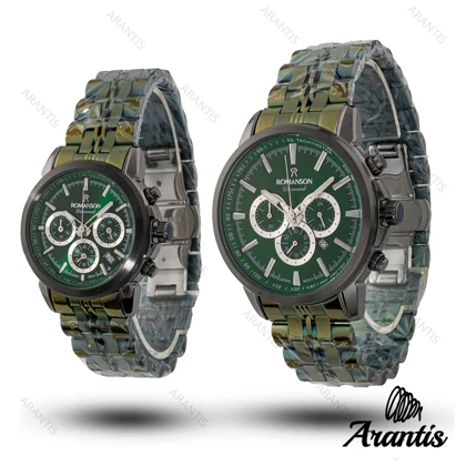 ساعت ست رومانسون diamond تمام سبز چند موتوره s-10211