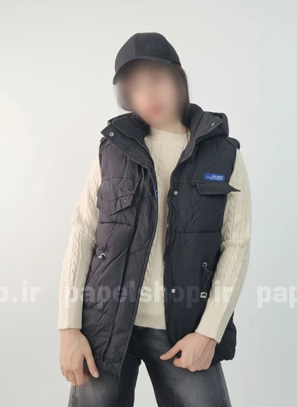 پافر زنانه مشکی کلاهدار