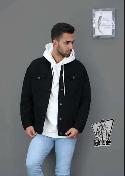 کت جین مشکی زاپ‌دار DENIM