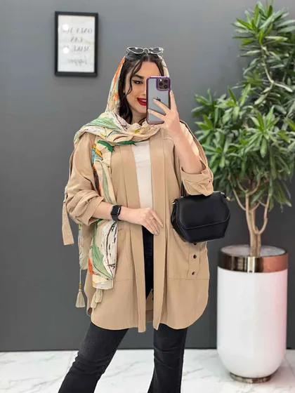 مانتو سرشونه بنددار جیب پرچی