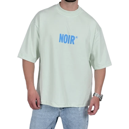 تیشرت آستین کوتاه باکسی سبز پاستیلی مدل NOIR
