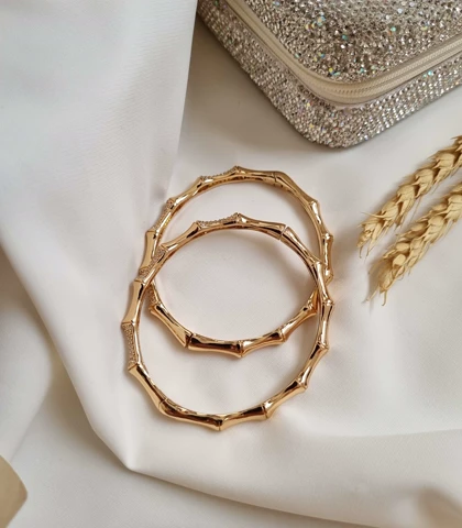 دستبند النگویی بامبو طلایی ژوپینگ