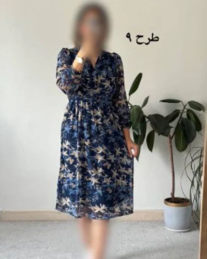 پیراهن حریر سرمه سری 15