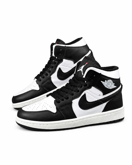کفش کتانی مردانه مدل جردن وان ساق‌دار مشکی سفید Nike jordan1