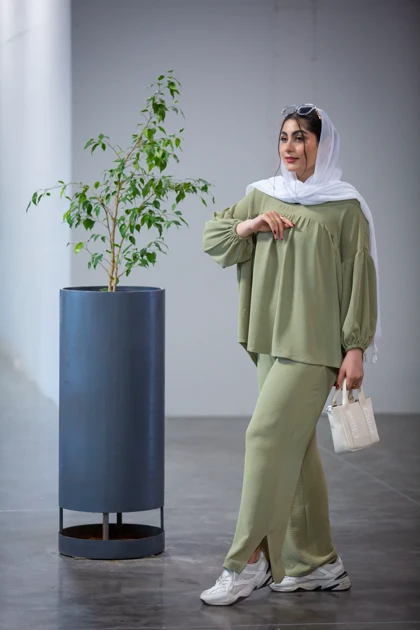 مانتو شلوار کنفی کراش چین‌دار