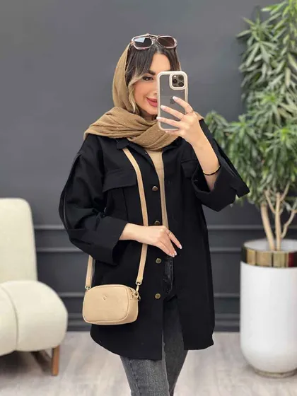 مانتو جیب کراواتی آستین پاکتی