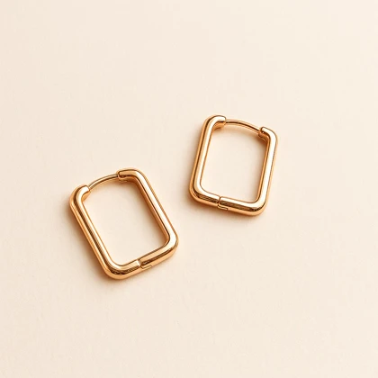 گوشواره طلایی مستطیلی مینیمال | ساده و خاص