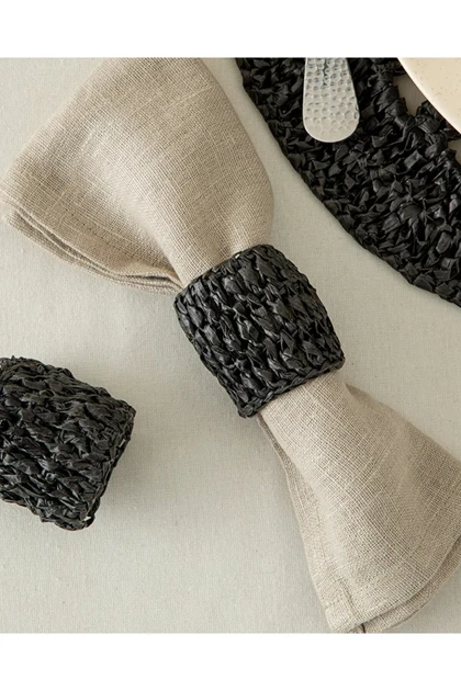حلقه دستمال دو عددی English Home مدل Straw Rope - خاکستری