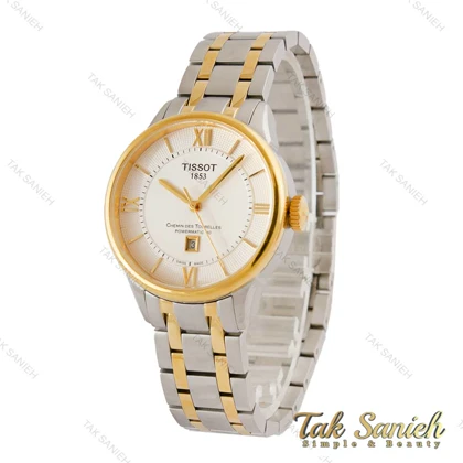 ساعت تیسوت زنانه دورنگ طلایی صفحه سفید Tissot-5309-L