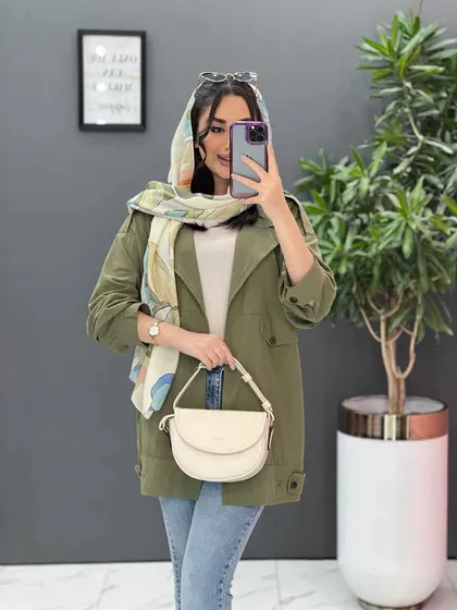 مانتو کتی لینن جیب کج