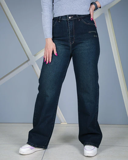 شلوار جین آبی تینت نیمبگ زنانه قد 105 سایز 36 تا 46 Tint Blue Semi-Baggy Jeans - کد 50900