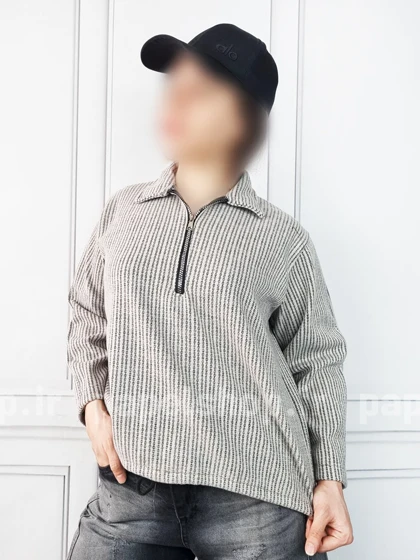 بلوز نیم زیپ پایین گتردار
