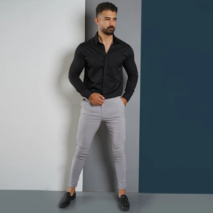 شلوار مردانه طوسی مدل Mobin