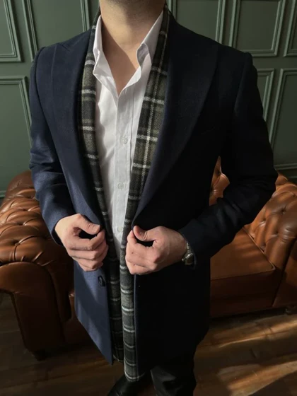 پالتو دو دکمه یقه بلیزر سرمه‌ای o120