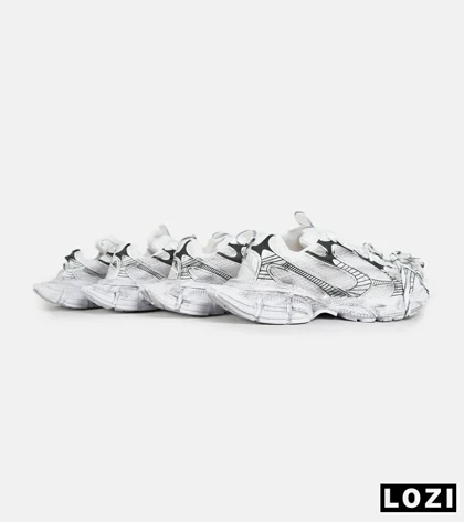 کفش کتانی مردانه و زنانه سفید مشکی Balenciaga 3XL مدل 7274