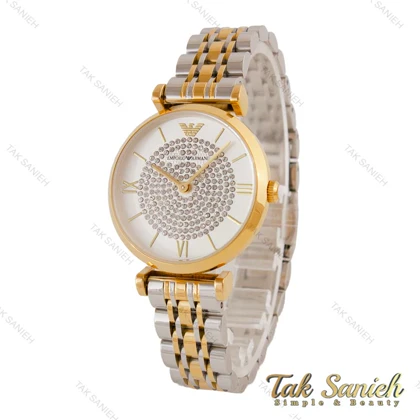 ساعت امپریوآرمانی زنانه دو رنگ طلایی نگین‌دار Armani-4417-L