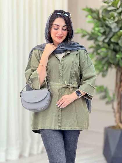 مانتو دو جیب ریش دار پروین