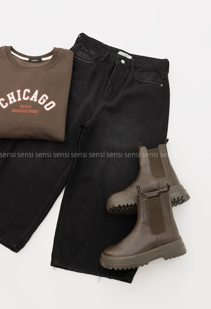 شلوار جین کراپت واید لگ کد1005012