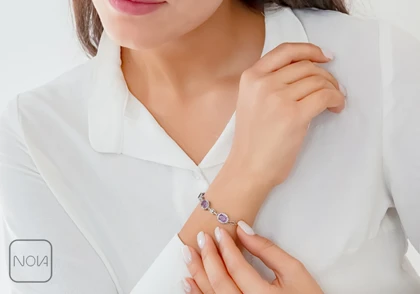 دستبند نقره آمیتیست