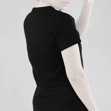 کراپ آستین کوتاه ورزشی زنانه جیم شارک مدل PB-4L1188 مشکی