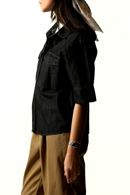 شومیز آستین کوتاه جین زنانه