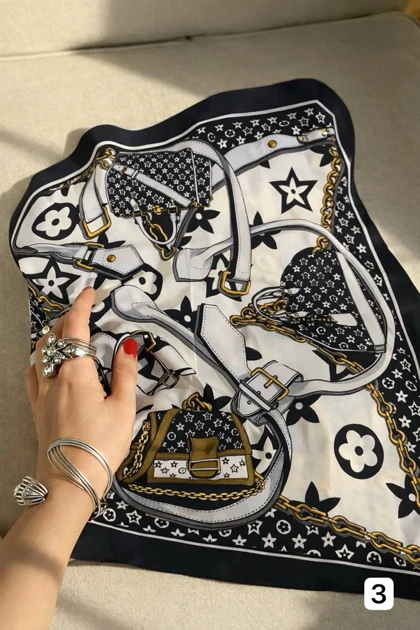 مینی اسکارف ساتن وارداتی طرح دار کد 400