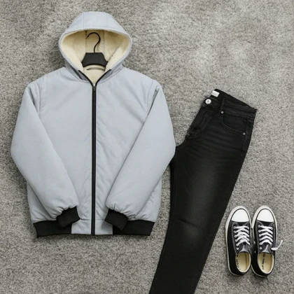 کاپشن ضدآب داخل خزتدی-طوسی ویژه