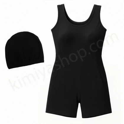 مایو پادار زنانه رنگ مشکی بغل گیپور با کلاه – پارچه ضد کلر، طراحی راحت و مقاوم فری سایز