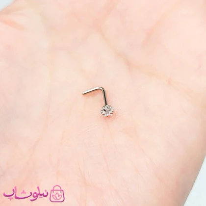 پیرسینگ بینی L مدل نگین ستاره سفید 3 میل کد 56