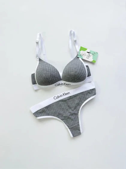 ست شورت و سوتین دخترانه پوش آپ دار کبریتی نوشته کلوین کلاین Calvin klein فیتن Fitan