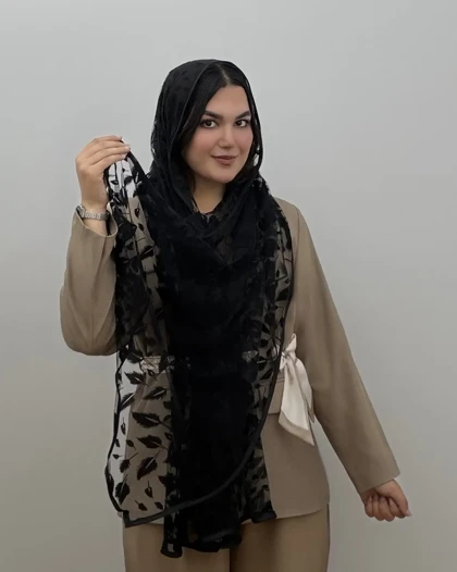 شال توری مشکی مجلسی