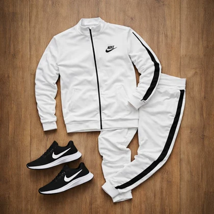 پکیج ست سویشرت شلوار مردانه نایک مدل Madio + کفش ورزشی مردانه Nike مدل Tigo زیره سفید