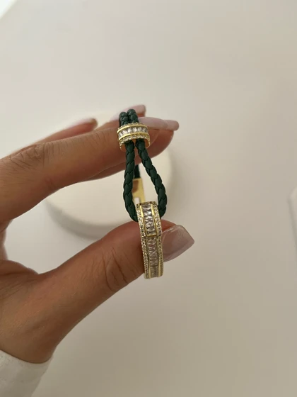 دستبند چرمی سبز