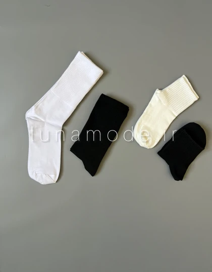 جوراب بیسیک بدون طرح مشکی سفید