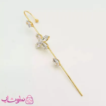 گوشواره کراس نگین‌دار طرح گل