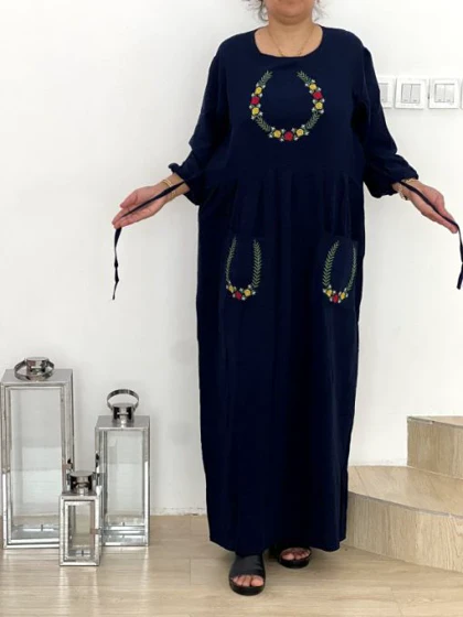 پیراهن ململ گلدوزی دوجیب U7470