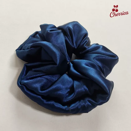 کش اسکرانچی ساتن سایز بزرگ سرمه ای کد 2