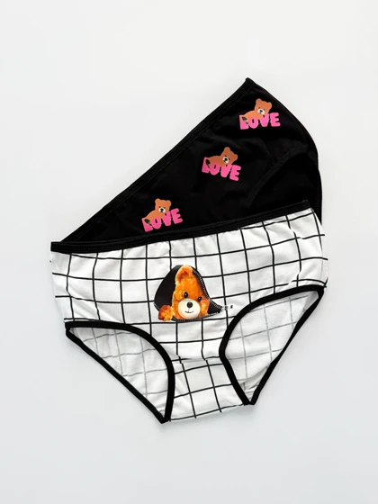 شورت اسلیپ نخ پنبه عروسکی طرح خرس و گل سون Seven