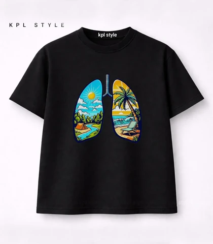 تیشرت باکسی یونیسکس طرح Nature کد 1356