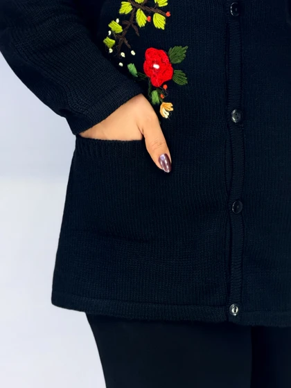 ژاکت جلودکمه بافت مهرگل کد 225602