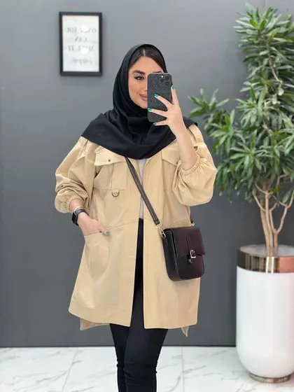 مانتو لینن آستین کش چهار جیب