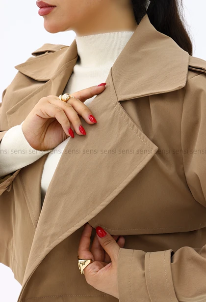 ترنچ کت تک شنل آستر دار کد1006801