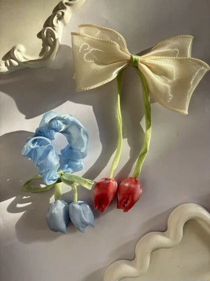 اسکرانچی حریر آویزدار- کد 1133